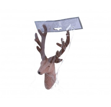 Głowa renifera z rogami beżowymi 20cm/10cm