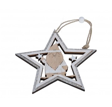 Gwiazda z mikolajem srebrna śr 12cm