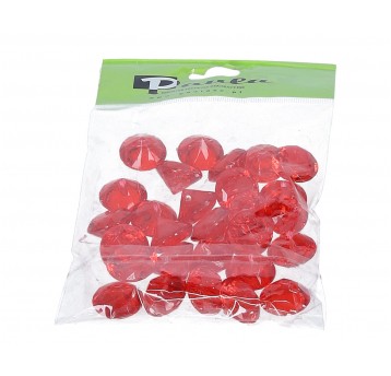 Kamyczki diamentowe czerwone z dziurką 1,9 cm