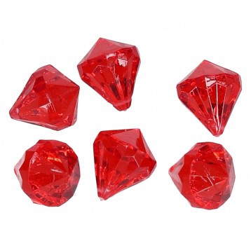 Kamyczki diamentowe czerwone z dziurką l3cm d2cm