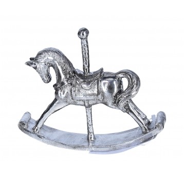 Konik na biegunach srebrny 12cm/15cm