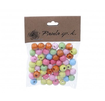 Korale drewniane kolorowe 1 cm 1op.=50szt.