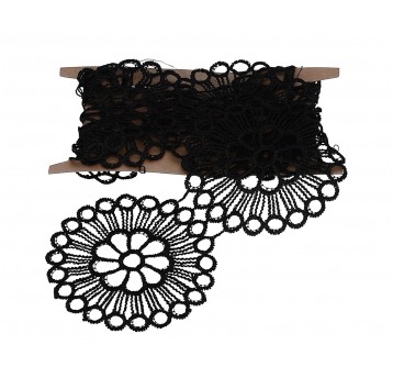 Koronka czarna kwiaty 1y d 7,5cm