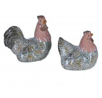 Kura i kogut z ceramiki do dekoracji 13cm/13cm