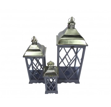 Latarnia brązowo-złota s/3 80cm/31cm/31cm