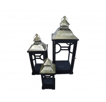 Latarnia czarno-złota s/3 75cm/30cm/30cm