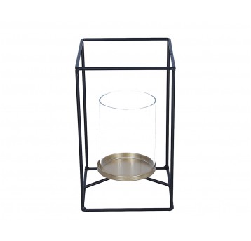Metalowy świecznik czarno-złoty 20cm/12cm/12cm
