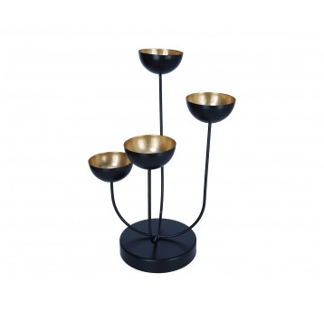 Metalowy świecznik czarno-złoty śr 15cm/36cm