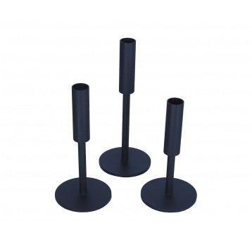 Metalowy świecznik czarny s/3 22cm: 19cm: 17cm