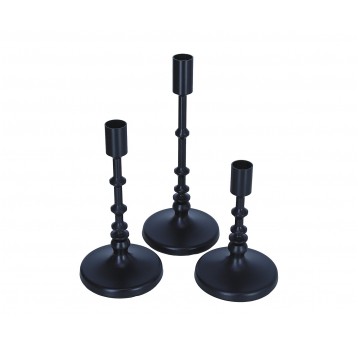 Metalowy świecznik czarny s/3 25cm: 21cm: 16cm