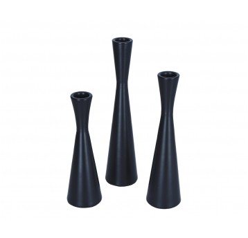 Metalowy świecznik czarny s/3 26cm: 22cm: 19cm