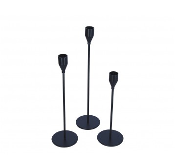 Metalowy świecznik czarny s/3 33cm: 28cm: 23cm