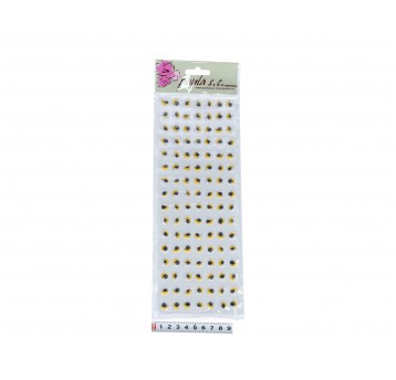 Oczy 16rz x 7szt 10mm żółte z rzęsami