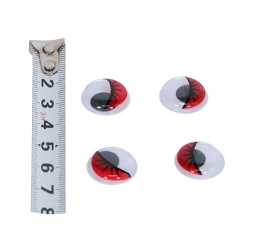 Oczy okr. z rzęsami czerwone 18mm 1op=2000 szt.