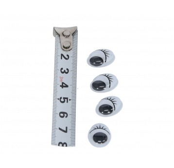 Oczy owal 12x16mm z rzęsami 1op=2000 szt.