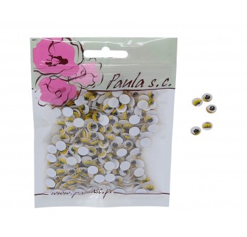 Oczy zólte z rzęsami 8mm