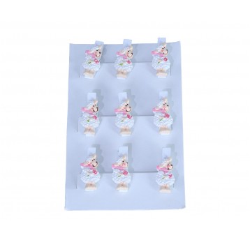 Owieczka biała na klipsie 9 szt. 1szt=3,5cm/15mm