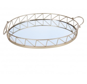 Patera lustrzana zlota owalna h 6cm l 43cm d 32cm