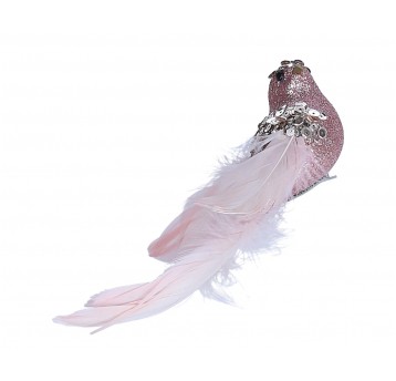 Paw róźowy z cekinami i brokatem 6cm/19cm