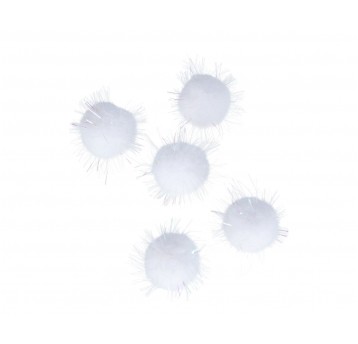 Pompony 500 szt. białe blyszczące 3 cm