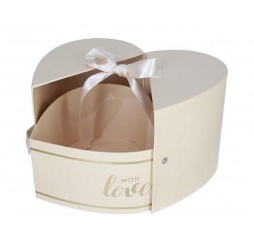 Pudełko beżowe rozsuwane serce 17cm/22cm/25cm