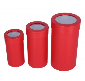 Pudełko czerwone okrągłe s/3 śr 10cm/18cm