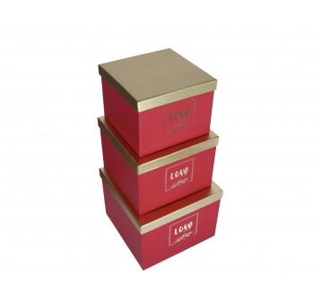 Pudelko czerwone s/3 24cm/24cm/18cm