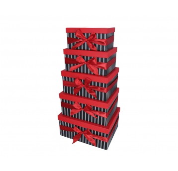 Pudełko czerwono-czarne s/5 37cm/29cm/18cm