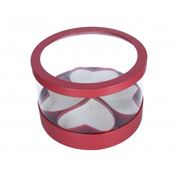 Pudełko okrągłe czerwone+folia śr 31cm/20,5cm