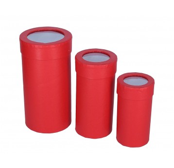 Pudełko okrągłe czerwone s/3 śr 9,5cm/18cm