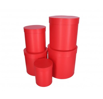 Pudełko okrągłe czerwone s/5 śr 25cm/25cm