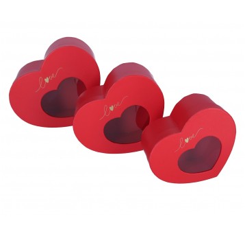 Pudelko serce czerwone s/3 24cm/18cm/11cm