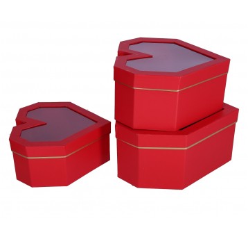 Pudelko serce czerwone s/3 26cm/26cm/13cm