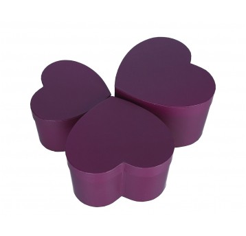 Pudełko serce fuksja ciemna s/3 14cm/18cm/22cm