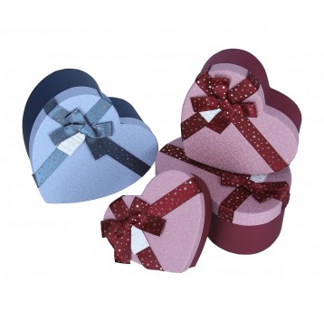 Pudełko serce mix 2 kol. s/3 22cm/20cm/9cm