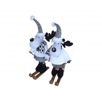 Renifer na nartach mix 2 wzory 46cm