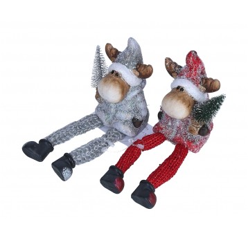 Renifer siedzący z choinką 16cm