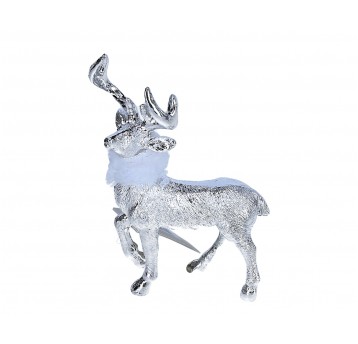 Renifer srebrny z białym futerkiem 15cm/12cm