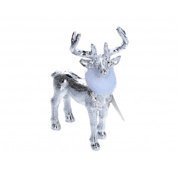 Renifer srebrny z białym futerkiem 15cm/12cm