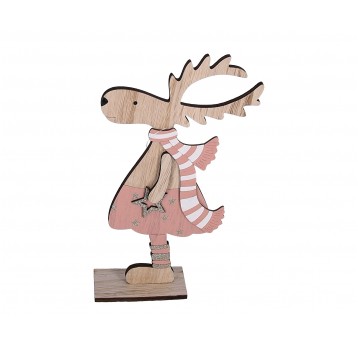 Renifer stojący natur-rózowy 27cm /17cm