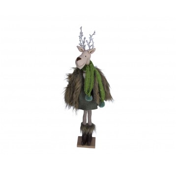 Renifer w brązowo-zielonym futerku 57cm/18cm