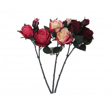 Róźa na łodydze 3 kwiaty mix 3 kol 58cm