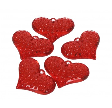 Serca czerwone grawerowane l2,7cm d3,5cm