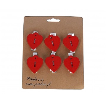 Serce czerwone na spinaczu op=6szt