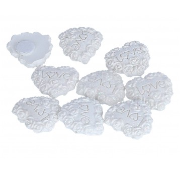 Serce na przylepcu białe op=9szt.1szt=2,5cm