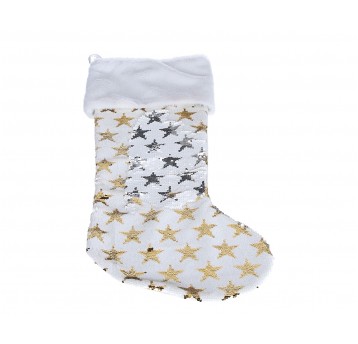 Skarpeta biala w gwiazdki zlote 60cm /38cm