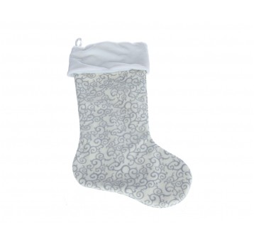 Skarpeta na prezenty srebrno-biala 60cm /36cm