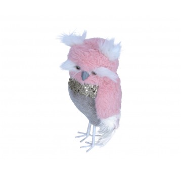 Sowa róźowo-szara do kompozycji 21cm/10cm