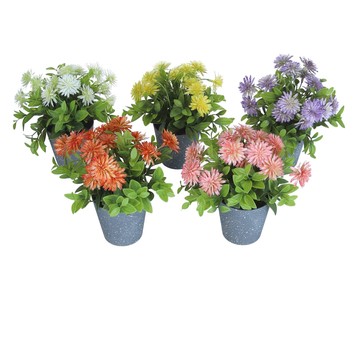Sztuczne kwiaty w doniczce mix kol. 22cm
