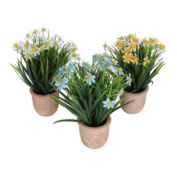 Sztuczne kwiaty w doniczce mix kol. 25cm